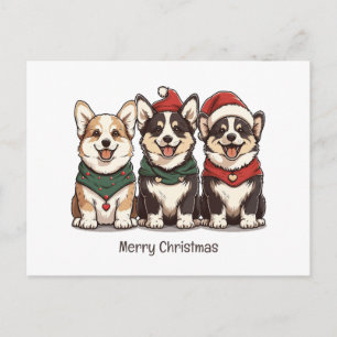 Merry Christmas Pembroke Welsh Corgi Dogs Holiday Postcard