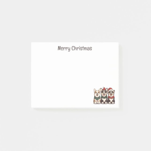 Merry Christmas Pembroke Welsh Corgi Dogs Post-it Notes (Front)