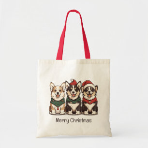 Merry Christmas Pembroke Welsh Corgi Dogs Tote Bag