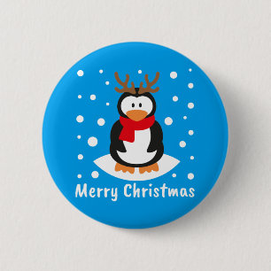 Merry Christmas Penguin 6 Cm Round Badge