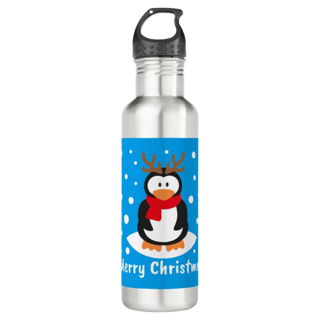Merry Christmas Penguin 710 Ml Water Bottle (Front)