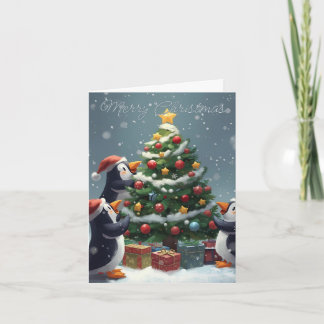 Merry Christmas Penguin Celebration Christmas Card