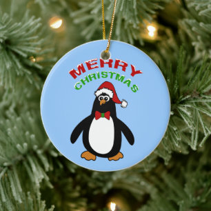 Merry Christmas Penguin Ceramic Tree Decoration
