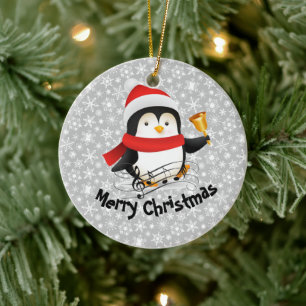Merry Christmas penguin Ceramic Tree Decoration