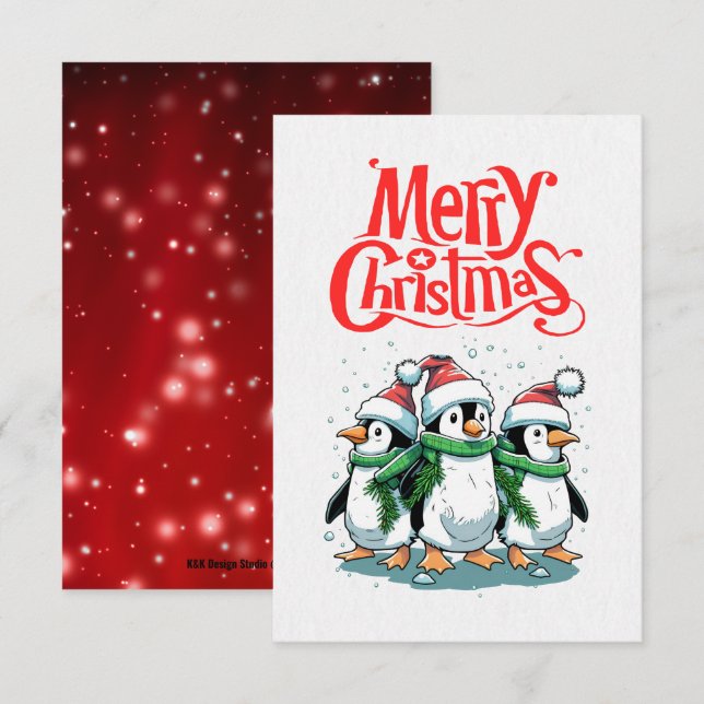 Merry Christmas Penguin Christmas Card  (Front/Back)
