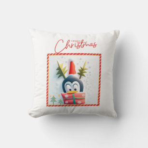 Merry Christmas Penguin Cushion