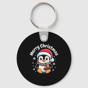 Merry Christmas Penguin Cute Santa Hat Winter Holi Key Ring