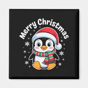 Merry Christmas Penguin Cute Santa Hat Winter Holi Magnet