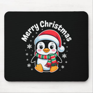 Merry Christmas Penguin Cute Santa Hat Winter Holi Mouse Mat