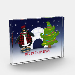 Merry Christmas! Penguin   Holidays Shelf Decor Photo Block