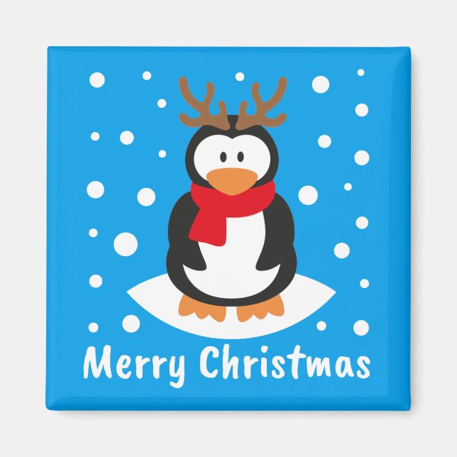 Merry Christmas Penguin Magnet (Front)