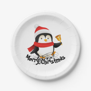 Merry Christmas penguin  Paper Plate