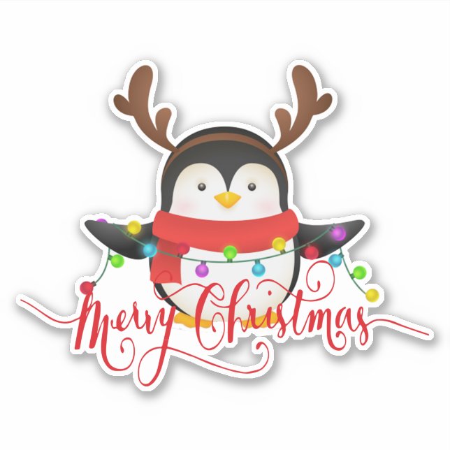 Merry Christmas penguin Sticker (Front)