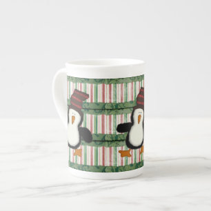 Merry Christmas, Penguin Stripe  Bone China Mug