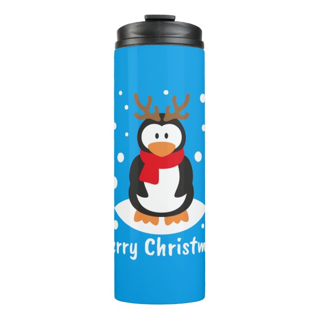 Merry Christmas Penguin Thermal Tumbler (Front)