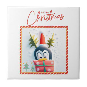 Merry Christmas Penguin  Tile