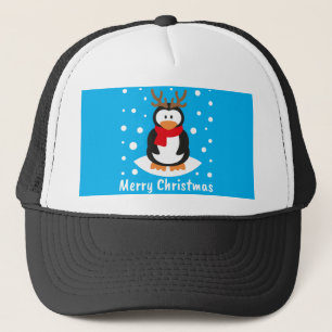 Merry Christmas Penguin Trucker Hat