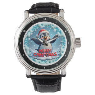 Merry Christmas Penguin with Santa Hat  Watch