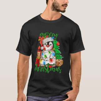 Merry Christmas Penguin Xmas Tree Lights Xmas Holi T-Shirt