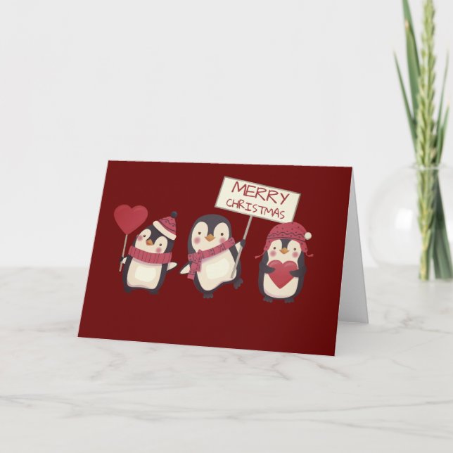 Merry Christmas Penguins  Card (Front)