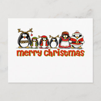 Merry Christmas Penguins Holiday Postcard