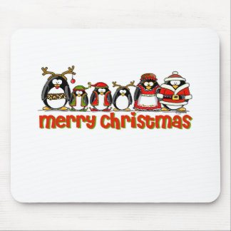 Merry Christmas Penguins Mouse Mat