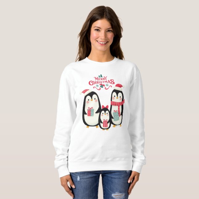 Merry Christmas Penguins Sweatshirt (Front Full)