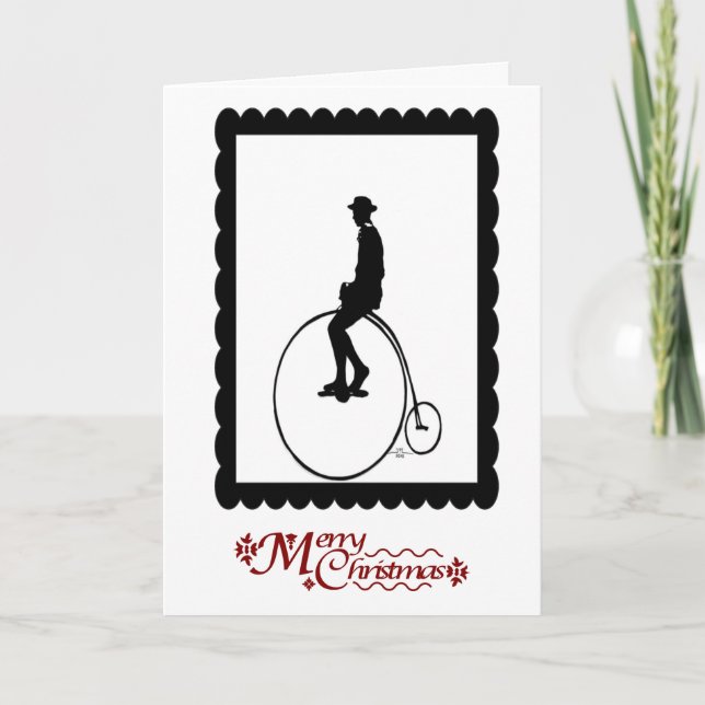 Merry Christmas, Penny farthing rider Holiday Card (Front)