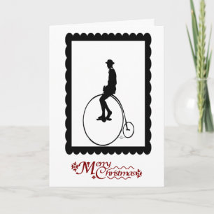 Merry Christmas, Penny farthing rider Holiday Card