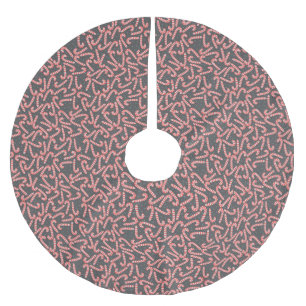 Merry Christmas Peppermint Candy Canes Snowflakes Brushed Polyester Tree Skirt