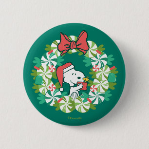 Merry Christmas Peppermint Holiday Wreath 6 Cm Round Badge