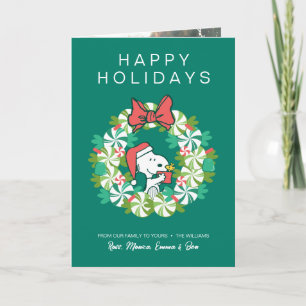 Merry Christmas Peppermint Holiday Wreath Card