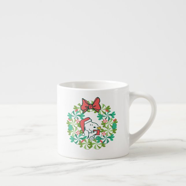 Merry Christmas Peppermint Holiday Wreath Espresso Cup (Right)