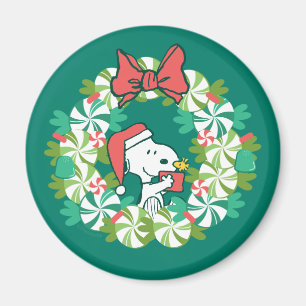Merry Christmas Peppermint Holiday Wreath Magnet