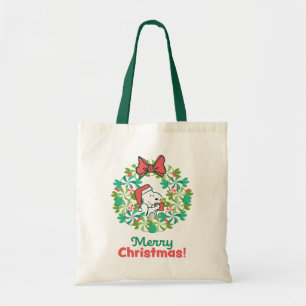 Merry Christmas Peppermint Holiday Wreath Tote Bag
