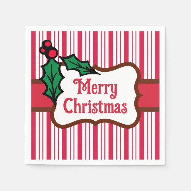 Merry Christmas Peppermint Napkins  (Front)