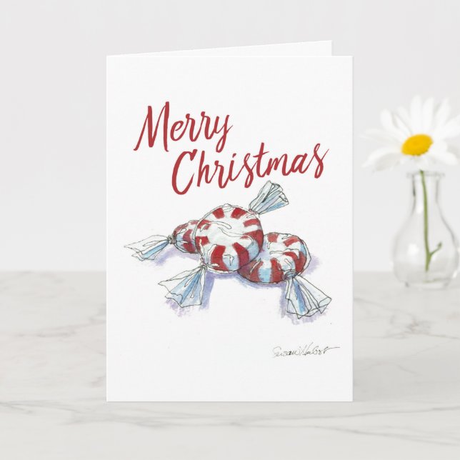 Merry Christmas Peppermints 5x7 Greeting Card (Small Plant)