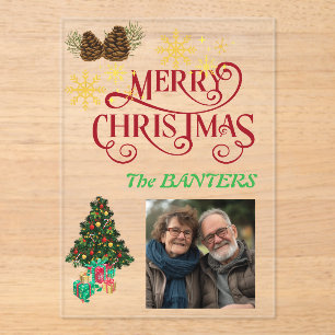 Merry christmas personalise acrylic invitations