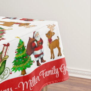 Merry Christmas Personalise Family Name or Text Tablecloth