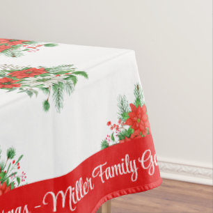 Merry Christmas Personalise Family Name or Text Tablecloth