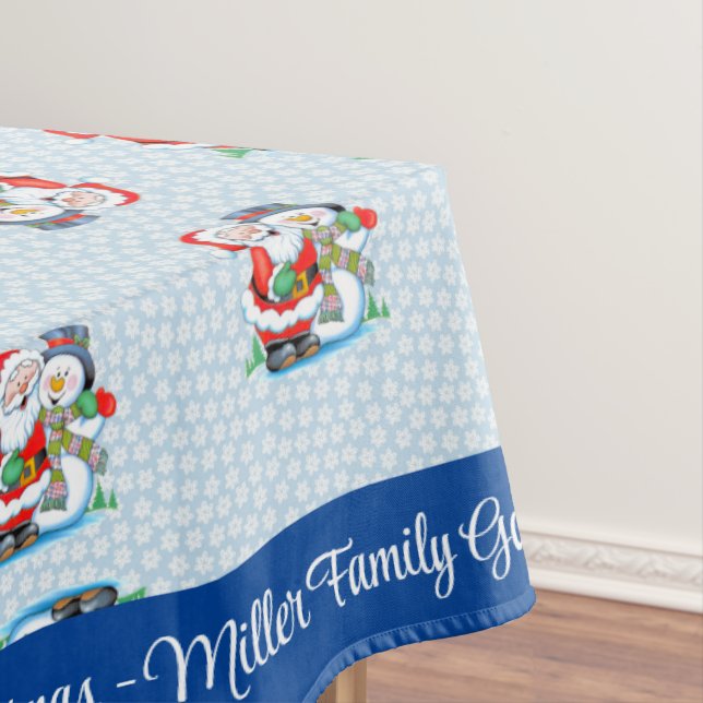  Merry Christmas Personalise Family Name or Text Tablecloth (In Situ)
