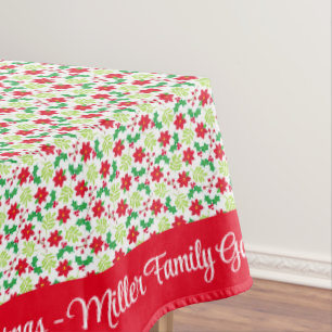 Merry Christmas Personalise Family Name or Text Tablecloth