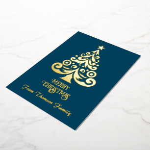Merry Christmas Personalise Gold Foil Christmas Foil Holiday Card