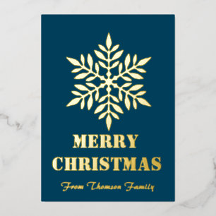 Merry Christmas Personalise Gold Foil Christmas Holiday Card