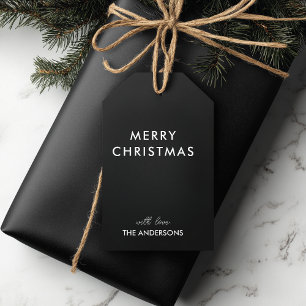 Merry Christmas Personalised Black Custom Name Gift Tags