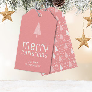 Merry Christmas Personalised Blush Pink Gift Tags