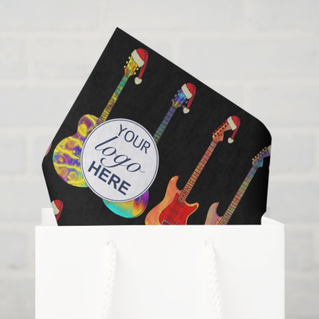 Merry Christmas Personalised Business Logo Guitar Tissue Paper (Gift Bag)