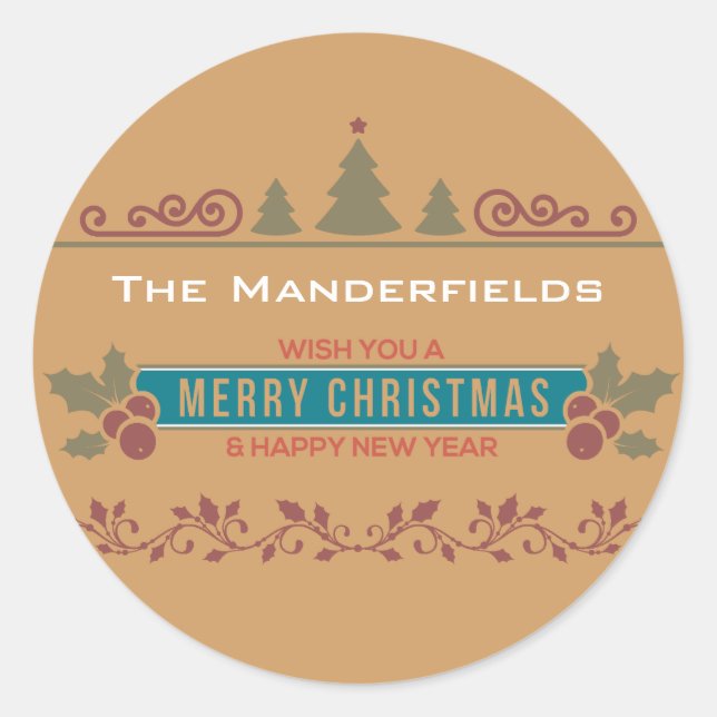 Merry Christmas Personalised Christmas Stickers (Front)