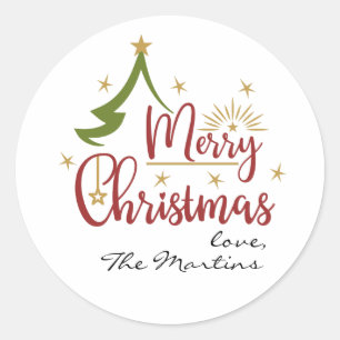 Merry Christmas Personalised Classic Round Sticker