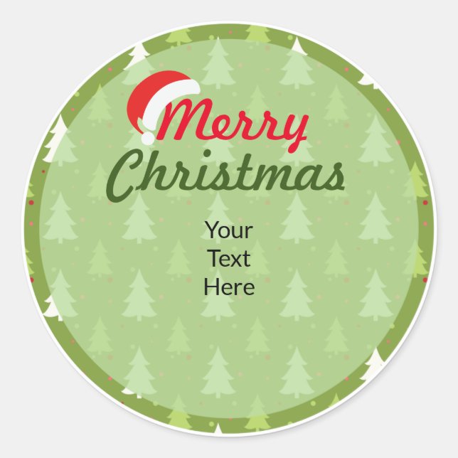 Merry Christmas Personalised Classic Round Sticker (Front)